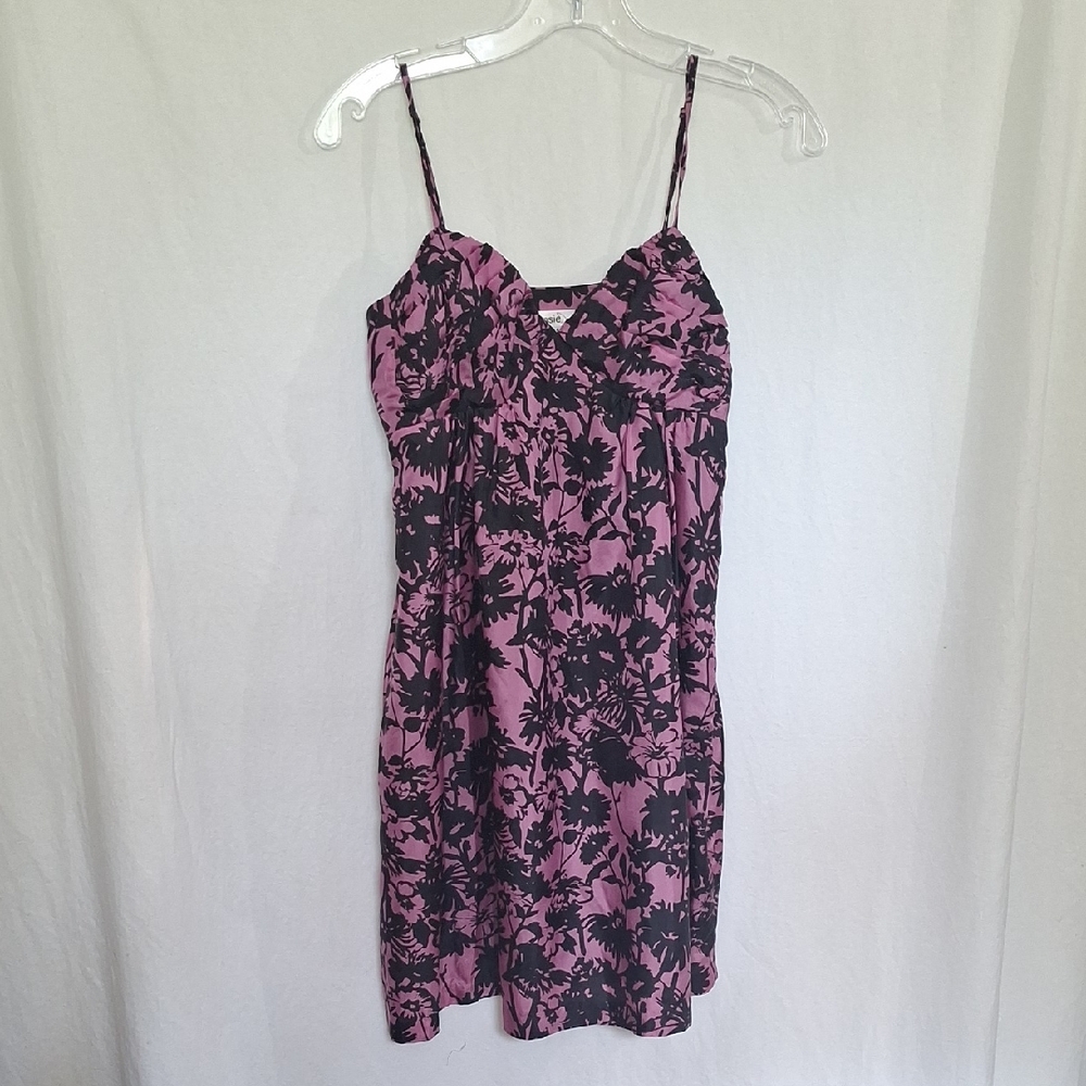 Kensie Silk Purple and Black Floral Mini Dress